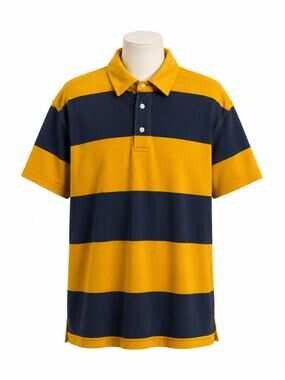 Rugby Stripe Polo Shirt Colorblock  Preppy Old School Graphtie Jeanswear Large